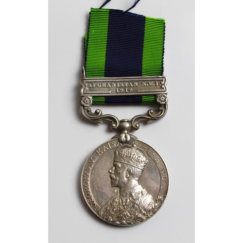 535 - India General Service Medal (Calcutta Striking) Afghanistan N.W.F. clasp to L-8580 Pte C.E. Goodsell... 