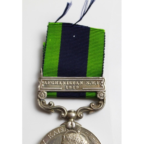 535 - India General Service Medal (Calcutta Striking) Afghanistan N.W.F. clasp to L-8580 Pte C.E. Goodsell... 