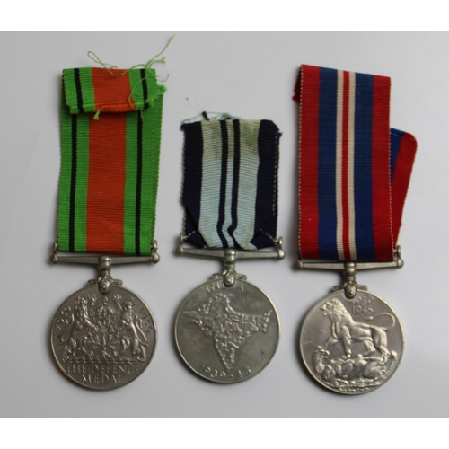 546 - 1939-45 India War Medal, British War Medal 1939-45, The Defence Medal 1939-45