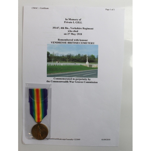 554 - Victory Medal to 241655 Pte F. Hudson. 1914-15 Star to 18223 Pte S. Watchman. Victory Medal to 35147... 