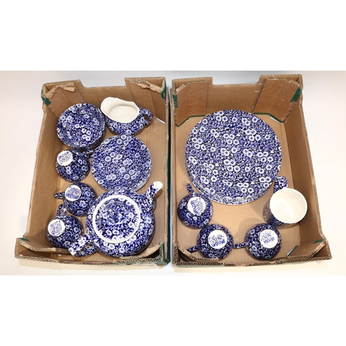 247 - Collection of Burleigh Calio blue and white teaware, comprising six saucers, six tea plates, six tea... 