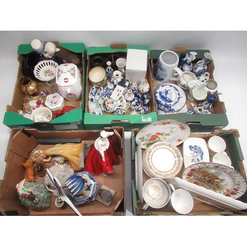 259 - Collection of ceramics incl. novelty teapots, Old Country Roses wall clock, Royal Doulton figure 'Ga... 