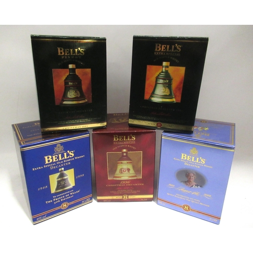 343 - Five Bell's Scotch Whisky ceramic decanters, 70cl, sealed and boxed (5)