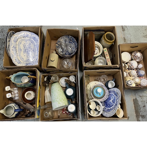 395 - Collection of ceramics and glass incl. Poole Pottery teaware, blue and white ceramics, two large gla... 