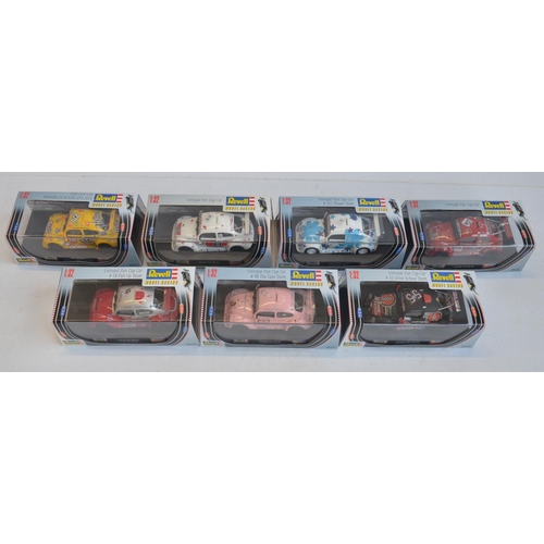 201 - Seven Revell Model Racing 1/32 scale racing Beetle slot car models to include 08312, 08327, 08328, 0... 