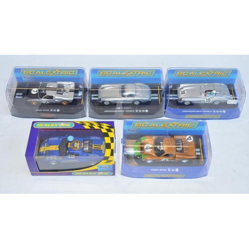 203 - Five Scalextric 1/32 scale racing slot car models to include C2816 Ford GT Scalextric Club 2007, C30... 