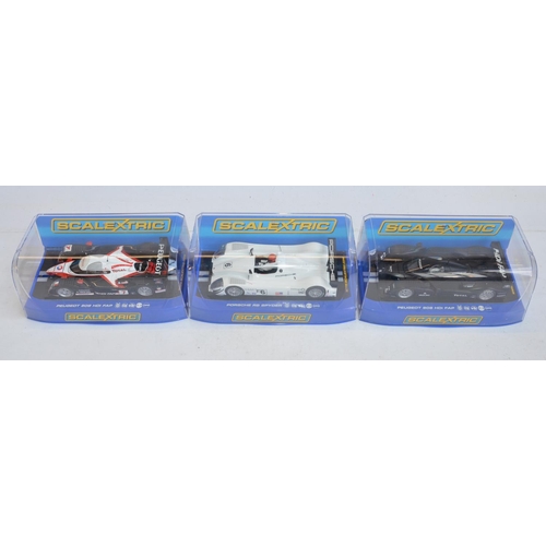 208 - Scalextric racing slot cars C2897 Peugeot 908 HDi FAP 2007 No7, C2906 Porsche RS Spyder Porsche Engi... 