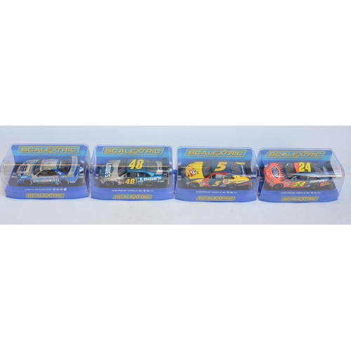 209 - Three 1/32 scale Scalextric racing slot car Nascar Chevrolet Impala SS models to include C2892 Casy ... 