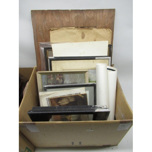 284 - Collection of items inc. pictures, prints, clothing, tins, boxes, Smiths Sectric clock, Invicta Mast... 