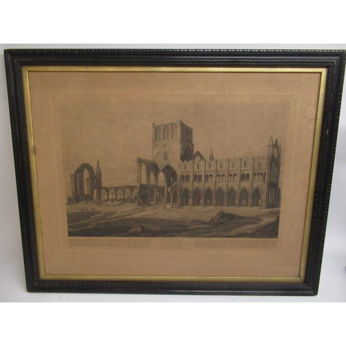 540 - After George Wardale; South East View of Whitby Abbey, monochrome print pub. Robert Wilkinson, Londo... 