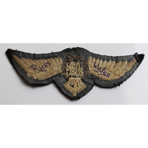 556 - Collection of cloth badges. Pair of R.A.F. Aircrew Rank badges, R.C.A.F. Air Gunner Wing, R.A.F. Air... 