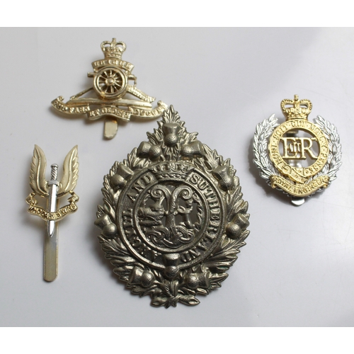 558 - Large collection of Stay bright badges and cap badges, Agyll and Sutherland, Yorkshire Reg', S.A.S. ... 