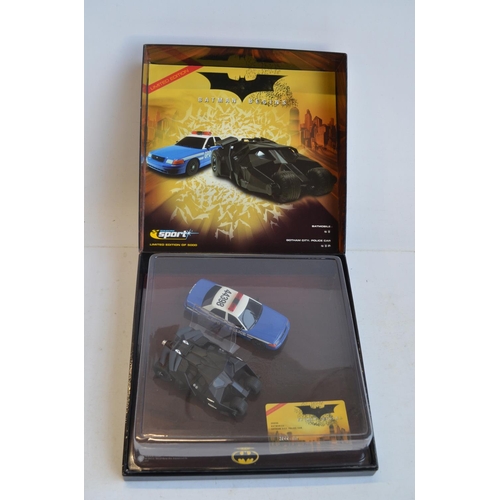 216 - Nine Scalextric Batman and Transformers themed slot car models/model sets to include limited edition... 