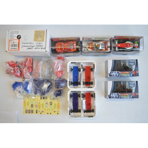 219 - Collection of Scalextric/Hornby slot cars to include StarWars C3298 Luke Skywalker 74-Z Speeder Bike... 