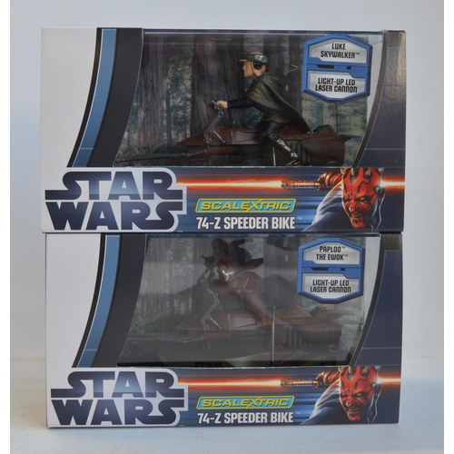 219 - Collection of Scalextric/Hornby slot cars to include StarWars C3298 Luke Skywalker 74-Z Speeder Bike... 