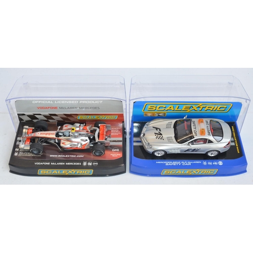 223 - Five Scalextric 1/32 scale McLaren Mercedes Formula 1 racing slot car models to include C2985 Lewis ... 