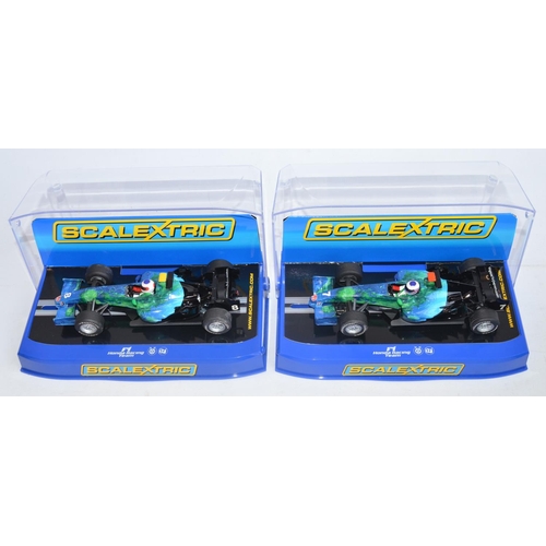 224 - Seven Scalextric 1/32 scale Formula 1/Indy racing slot car models to include CC2817 Honda F1 No7, C2... 