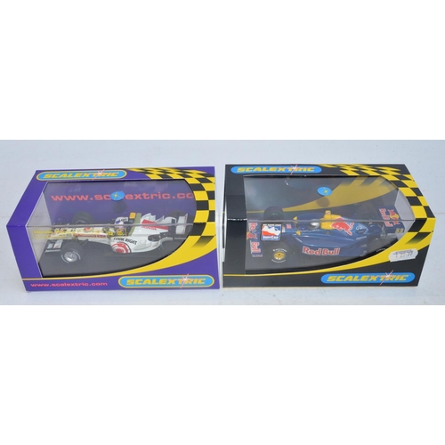 224 - Seven Scalextric 1/32 scale Formula 1/Indy racing slot car models to include CC2817 Honda F1 No7, C2... 