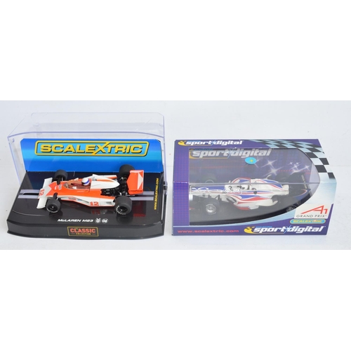 226 - Six Scalextric 1/32 scale racing slot car models to include C2927 McLaren M23 J Mass 1976, C2706D Sp... 