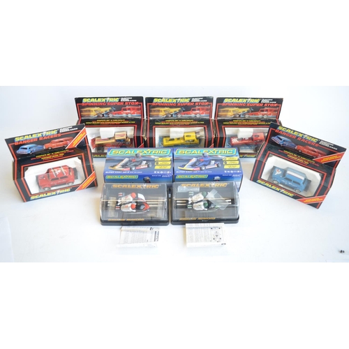 230 - Nine modern and vintage Scalextric slot cars, motorbikes and Karts to include modern C3668 Super Kar... 