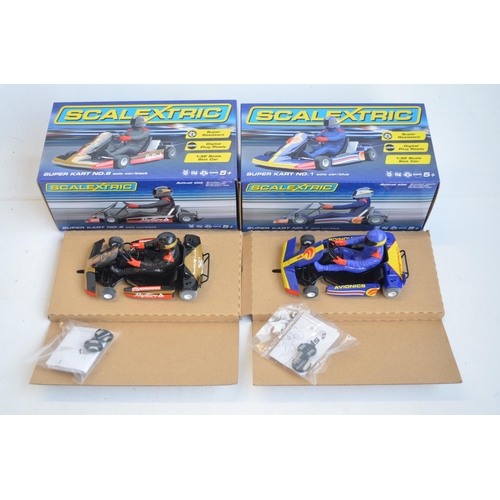 230 - Nine modern and vintage Scalextric slot cars, motorbikes and Karts to include modern C3668 Super Kar... 