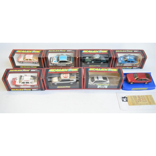 232 - Eight vintage Scalextric 1/32 scale Rover 3500 models to include C362 Police car (missing box insert... 