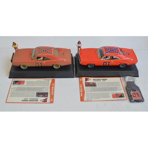 238 - Five 1/32 scale Dodge Charger slot car models from Pioneer to include Dukes Of Hazzard P016 General ... 