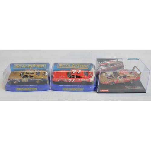 241 - Three 1/32 scale Dodge Charger slot car racing models to include Scalextric C3423 Daytona Bobby Isaa... 