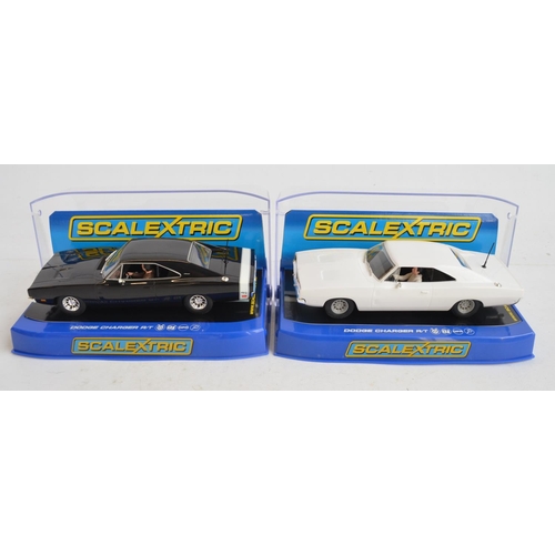 242 - Six 1/32 scale Dodge Charger slot car racing models from Scalextric to include C3317 Hot Rod, C3652 ... 