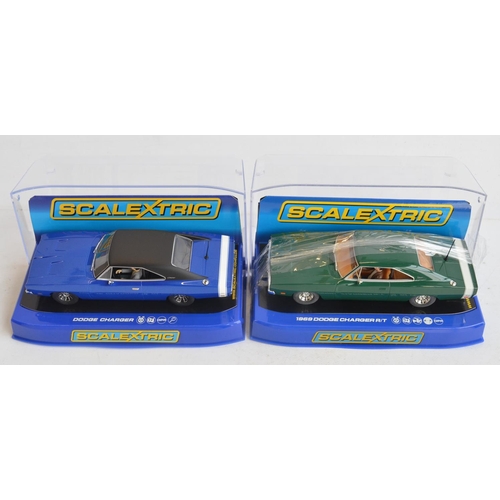 242 - Six 1/32 scale Dodge Charger slot car racing models from Scalextric to include C3317 Hot Rod, C3652 ... 