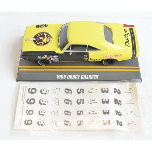 243 - Five 1/32 scale Dodge Charger slot car racing models from Pioneer to include P005 '68 Bengal Charger... 