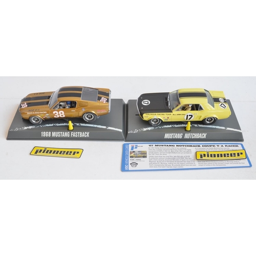 248 - Eight 1/32 scale Ford Mustang slot car racing models from Pioneer and Scalextric to include Pioneer ... 