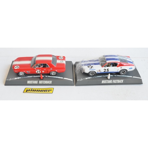 248 - Eight 1/32 scale Ford Mustang slot car racing models from Pioneer and Scalextric to include Pioneer ... 