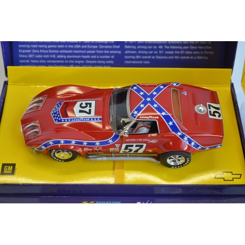 250 - Six 1/32 scale Chevrolet Corvette L-88 slot car racing models from Scalextric to include limited edi... 