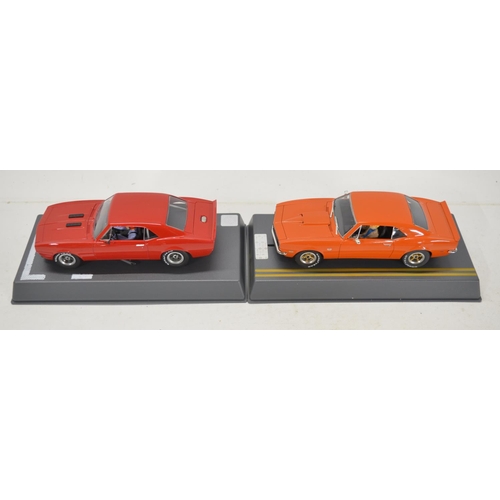 254 - Collection of 6x 1/32 scale Chevy Camaro slot car racing models from Pioneer to include J-Code Speci... 