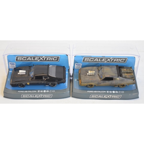 257 - Scalextric 1/32 scale Mad Max C3983 Ford XB Falcon (weathered) and C3697 Ford XB Falcon in gloss bla... 