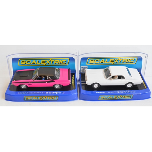 258 - Six 1/32 scale racing slot car models to include Scalextric C3537 Dodge Challenger T/A 340 Six Pack ... 