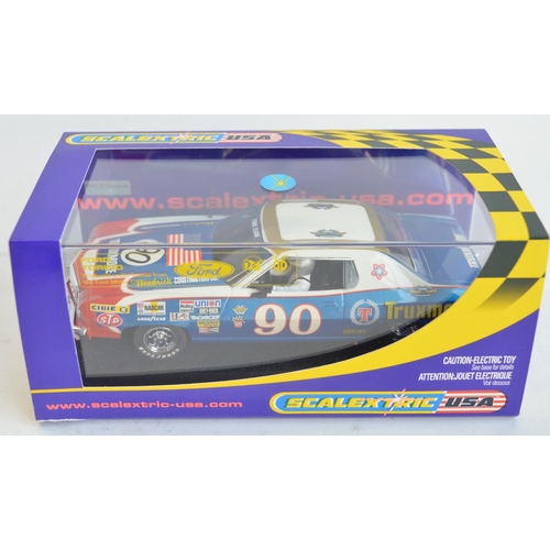 261 - Four 1/32 scale racing slot car models from Scalextric to include C2655 Ford Gran Torino LM 1976 No9... 