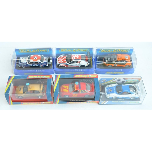 263 - Six 1/32 scale racing slot car models from Scalextric to include C2152 Premier Edition Chelsea FC Fe... 