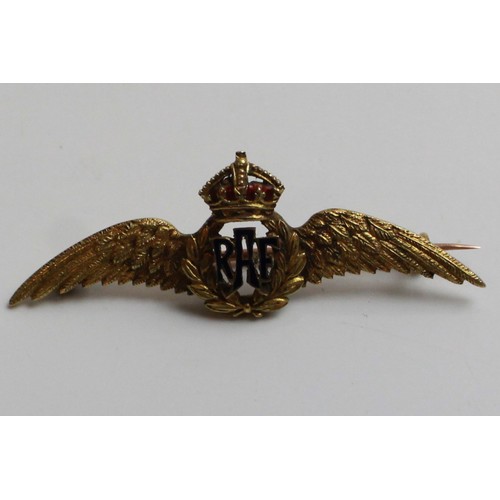 552 - 15ct gold RAF sweetheart brooch and a silver and enamel RAF sweetheart brooch