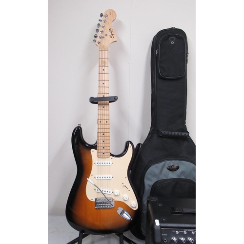 439 - Squier Strat by Fender, Affinity Series sunburst electric guitar, Made in China, s/n CY100304360, wi... 