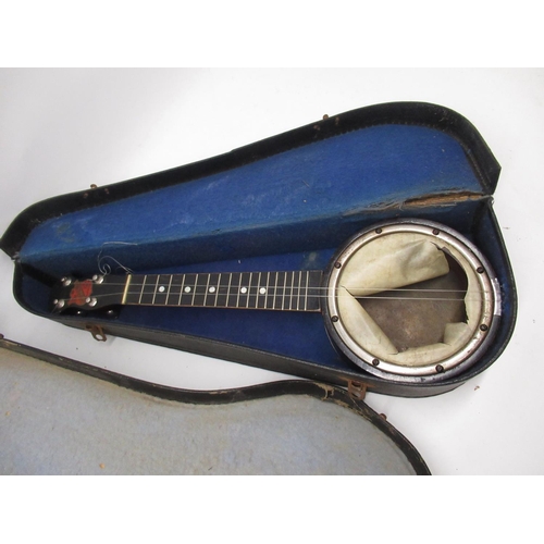 442 - The Merry Bright Reg. No. 422405 Banjo in case (a/f) and 2 other unnamed Banjo's (a/f) (3)