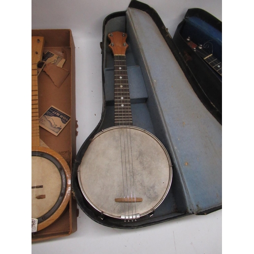 442 - The Merry Bright Reg. No. 422405 Banjo in case (a/f) and 2 other unnamed Banjo's (a/f) (3)