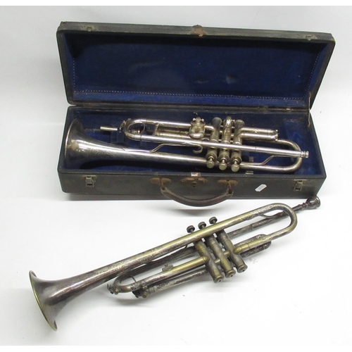 446 - Jedson made in Bohemia Trumpet with case and a 'Dominant' Trumpet (2) (a/f)