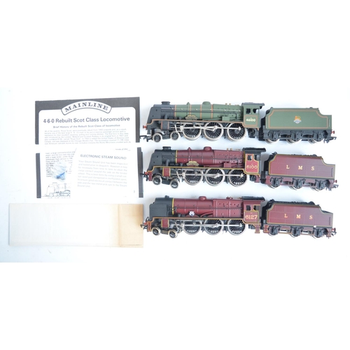 286 - Six OO gauge electric steam train models to include Mainline 37-057 BR green Rebuilt Scot 46100 