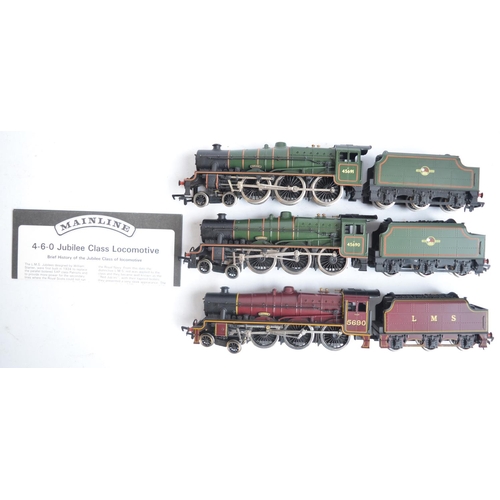 286 - Six OO gauge electric steam train models to include Mainline 37-057 BR green Rebuilt Scot 46100 