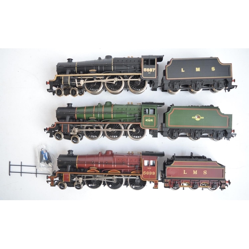 287 - Six OO gauge electric steam train models to include Mainline 37-061 LMS crimson Jubilee Class 5XP 56... 