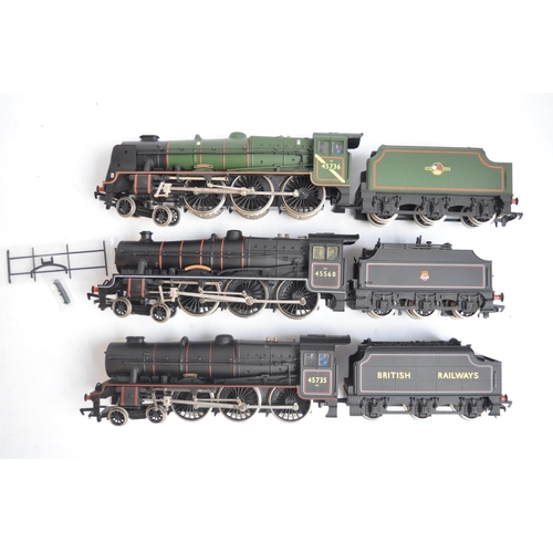 288 - Six OO gauge electric steam train models to include Bachmann 31-251 BR green Rebuilt Jubilee Class 4... 