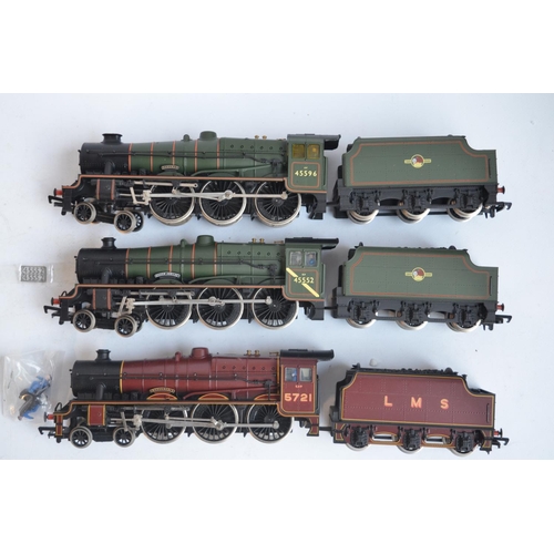 289 - Six OO gauge electric steam train models to include Bachmann 31-153 BR green Jubilee Class 45596 