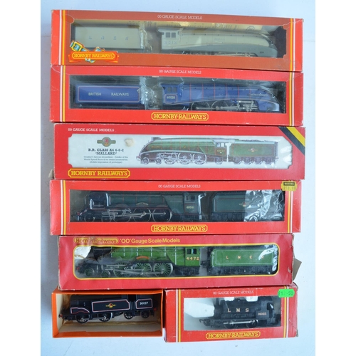 294 - Seven OO gauge electric steam train models from Hornby to include R099 LNER Class A4 